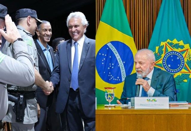 Governador de Goiás, Ronaldo Caiado (União Brasil), e presidente Lula (PT): divergência sobre uso de câmeras corporais em policiais | Reprodução/Instagram e Divulgação/Ricardo Stuckert/PR