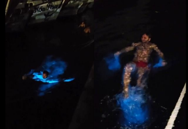 Fenômeno da bioluminescência foi registrado em Arraial do Cabo, no Rio. | Reprodução/Redes Sociais