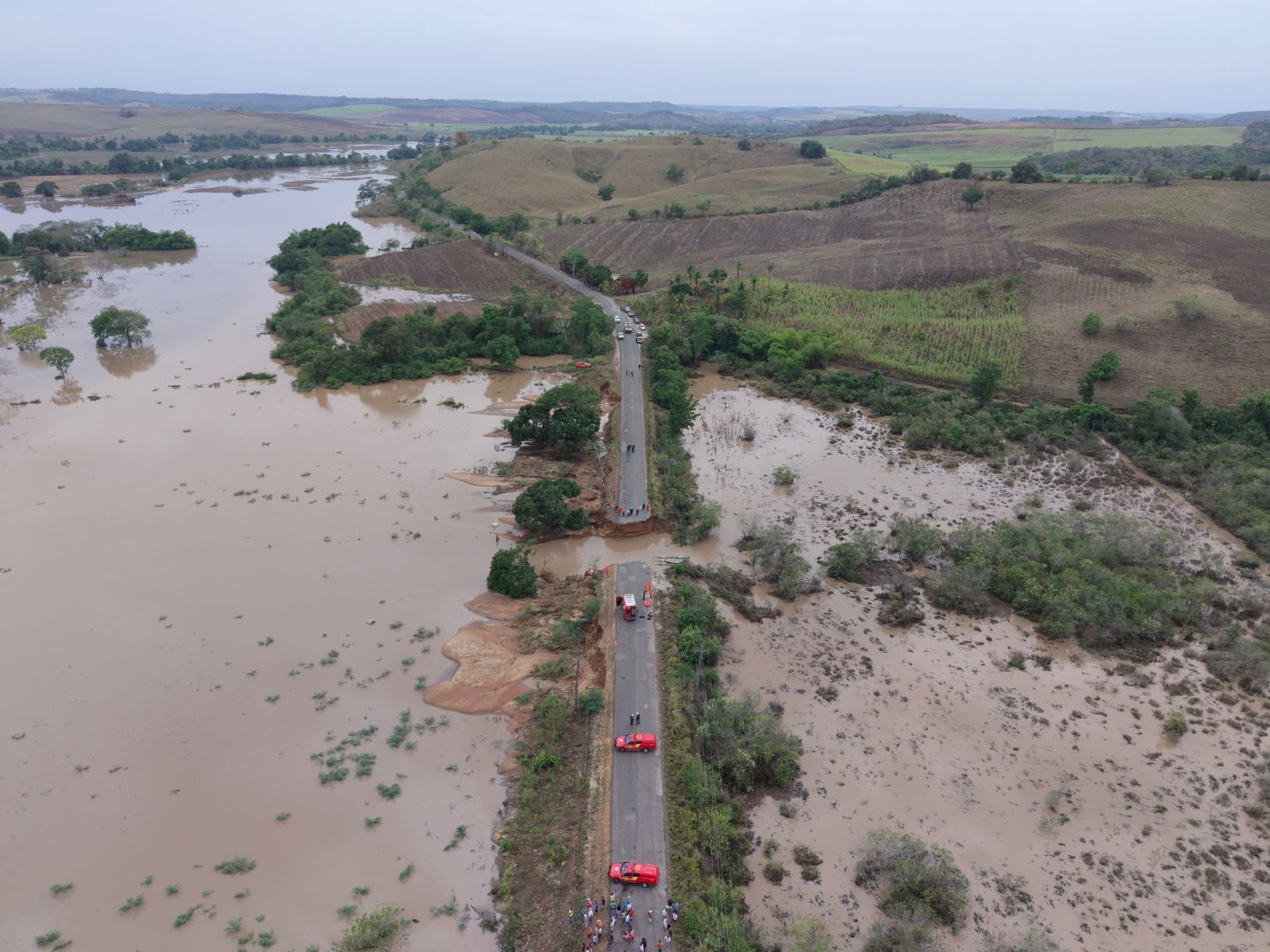 Rodovia cede após fortes chuvas em Sergipe - Reprodução/Prefeitura Sergipe