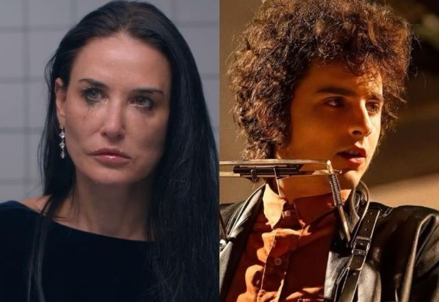 Demi Moore e Timothée Chalamet: destaques do SAG Awards 2025 | Divulgação/Mubi e Divulgação/Searchlight Pictures