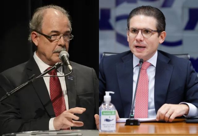 Presidente do BNDES, Aloizio Mercadante (à esquerda), e presidente da Câmara dos Deputados, Hugo Motta (Republicanos-PB) (à direita) | Reprodução