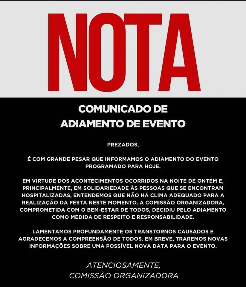 Organização adiou "Festa dos 100 dias" após sete estudantes serem atendidos em UPA com sinais de coma alcoólico | Reprodução