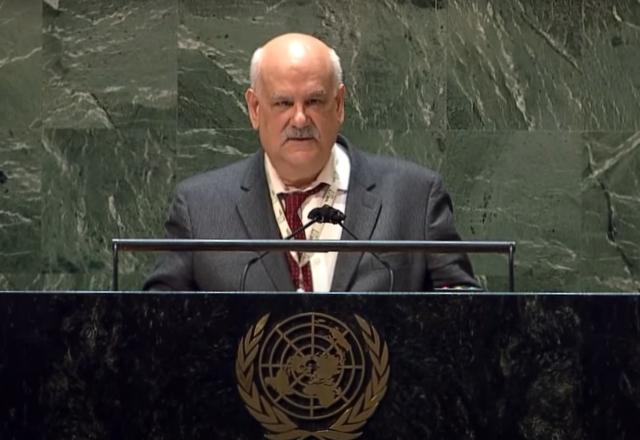 Embaixador do Brasil na ONU durante discurso nesta 2ª feira (28.fev) | Reprodução/ONU/YouTube