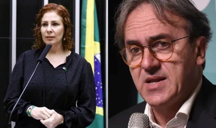 Carla Zambelli foi presa na terça-feira (29). Divulgação/ Câmara dos Deputados. Reprodução/Aliança Global para a Palestina