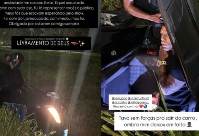 Cantor mostra estragos após capotamento | Reprodução/Redes Sociais