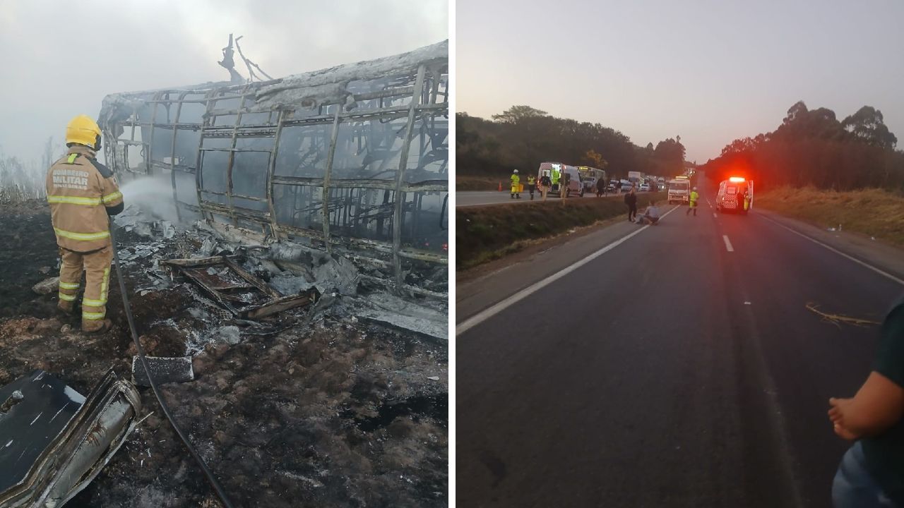 Acidente entre ônibus e caminhão deixa 2 mortos em MG Acidente entre ônibus e caminhão deixa 2 mortos em MG