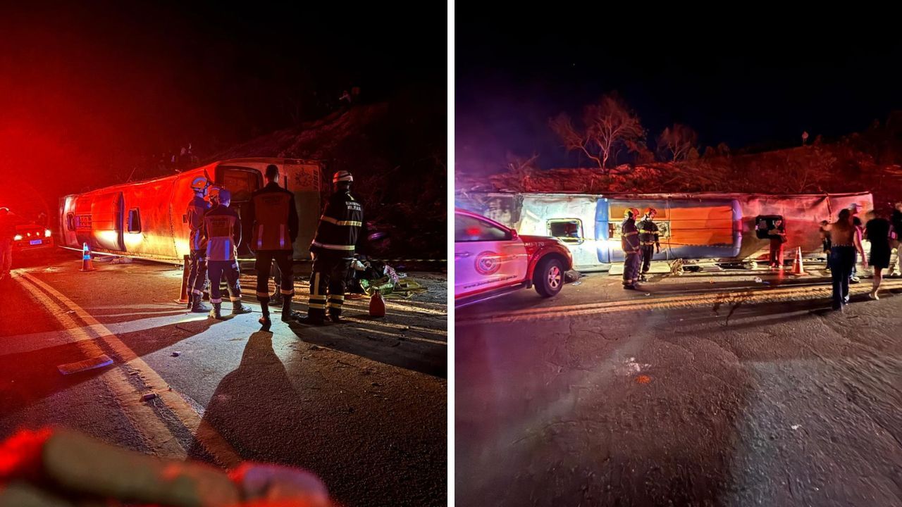 Ônibus de turismo tomba e deixa 3 mortos no Espírito Santo