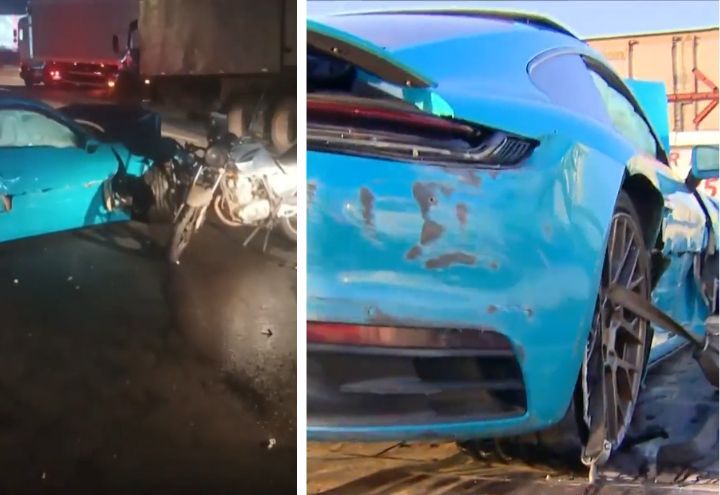 Acidente na Dutra em Guarulhos (SP) envolve Porsche, carreta e moto