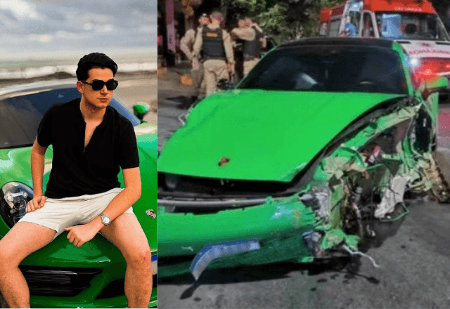 Porsche destruída após o acidente / Reprodução Redes Sociais