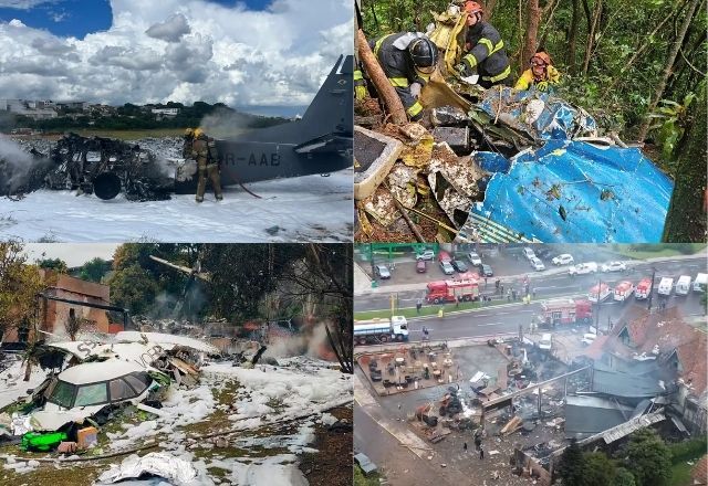 Avião da Polícia Federal, avião com duas pessoas a bordo entre Ribeirão Pires e Rio Grande da Serra, e as aeronaves de Vinhedo e Gramado estão entre os acidentes | Reprodução