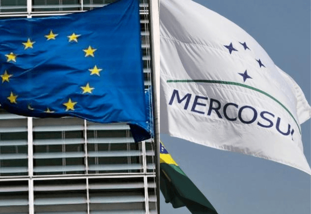 Bandeiras da União Europeia e do Mercosul | Reprodução