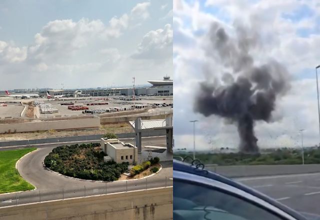 Aeroporto Internacional Ben Gurion e imagem de explosão | Divulgação/Google