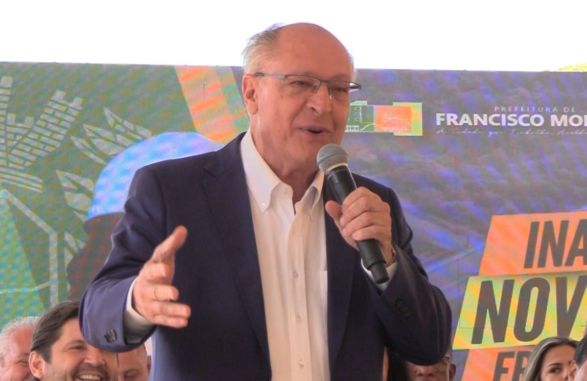 O vice-presidente Geraldo Alckmin, em evento no interior de São Paulo. | Reprodução/SBT