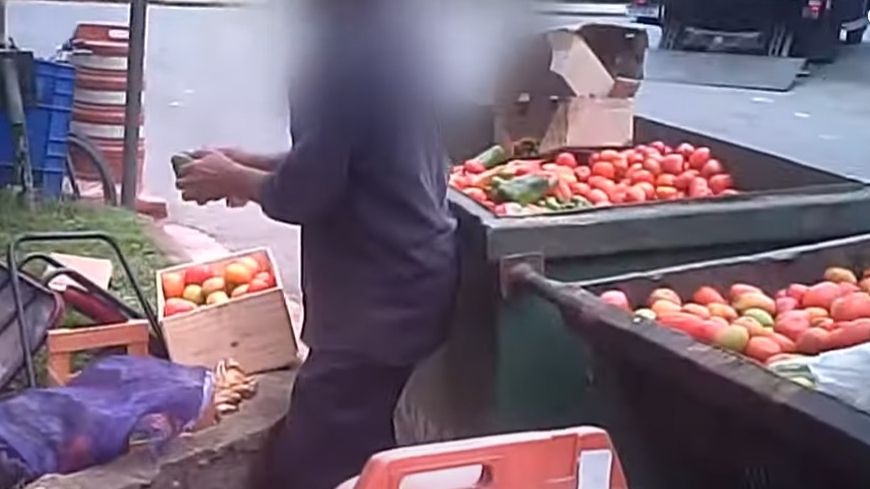 Alimentos descartados na Ceagesp são recolhidos de caçambas ou do chão para serem vendidos até a restaurantes | Reprodução