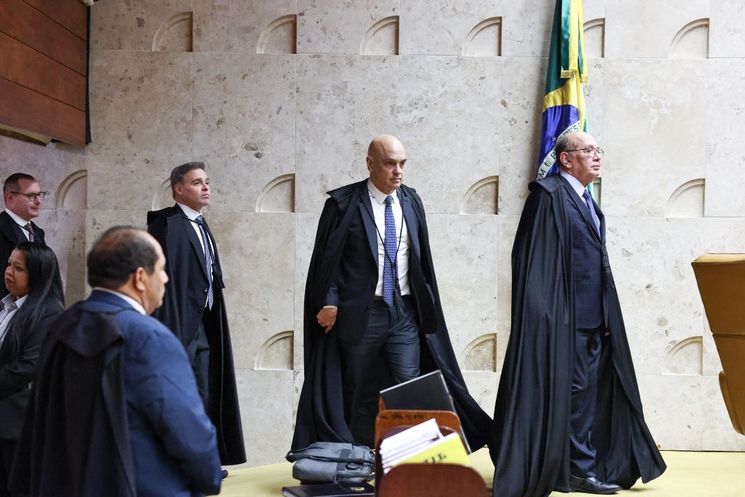 Os ministros André Mendonça, Alexandre de Moraes e Gilmar Mendes durante sessão plenária no STF | Antonio Augusto/STF