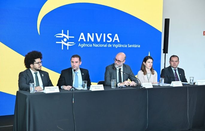 Diretores da Anvisa durante anúncio de novas medidas para garantir a segurança de pacientes que utilizam canetas emagrecedoras | Jacqueline Spotto/Anvisa