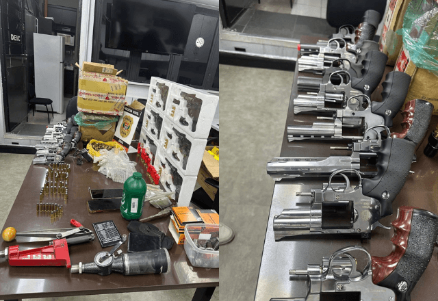 Armamento e material apreendido pela polícia | Reprodução