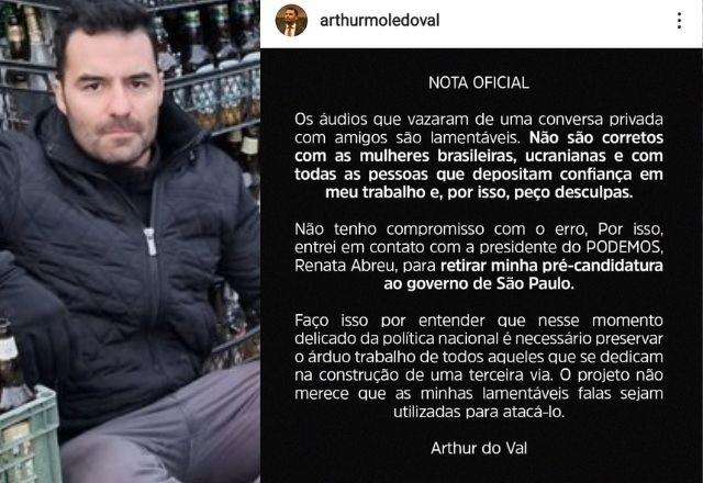 arthur do val desiste de ser candidato ao governo de sp apos fala sexista
