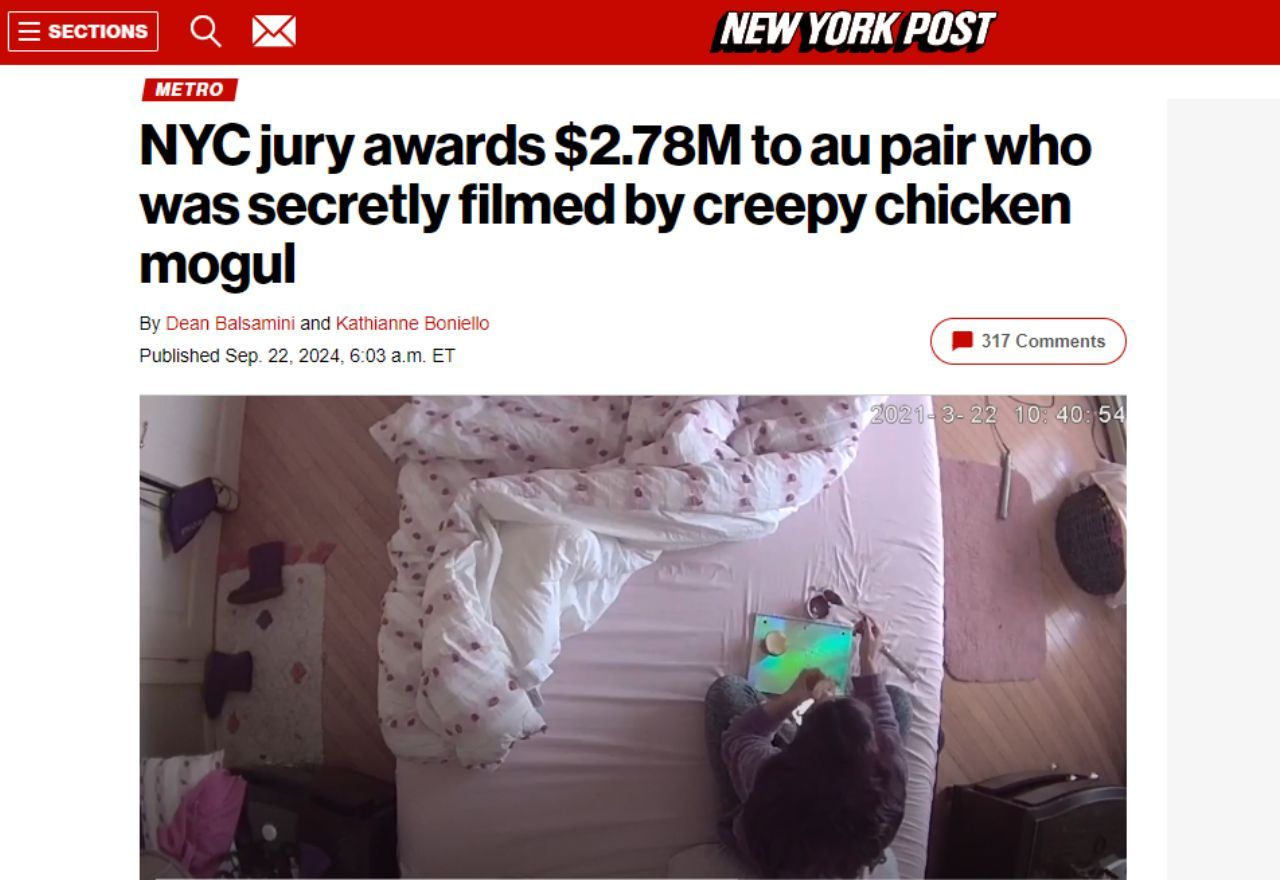 Kelly Andrade, de 25 anos, foi filmada dentro do quarto. Em muitas imagens, ela aparecia nua | Reprodução/NY Post
