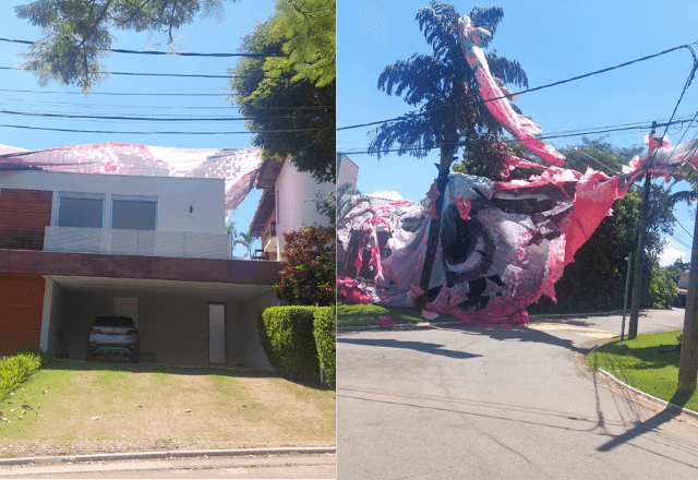 Imenso balão cai sobre 5 casas em condomínio de alto padrão em Alphaville (SP) | Reprodução
