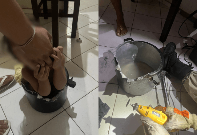 Menino fica preso em panela de pressão | Divulgação