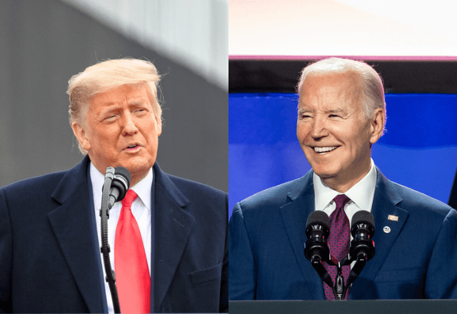 Trump (esq.) e Biden (dir.) se enfrentam em novembro de 2024 | Reprodução Casa Branca/Shealah Craighead e Cameron Smith