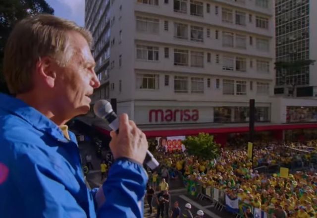 Jair Bolsonaro participou de ato na Avenida Paulista, em São Paulo, no domingo (29) | Reprodução