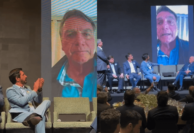 No recorte à direita é possível ver o governador Tarcísio de Freitas (em pé) e o ex-presidente Michel Temer (na outra ponta) | Reprodução Instagram/@prefeitoricardonunes