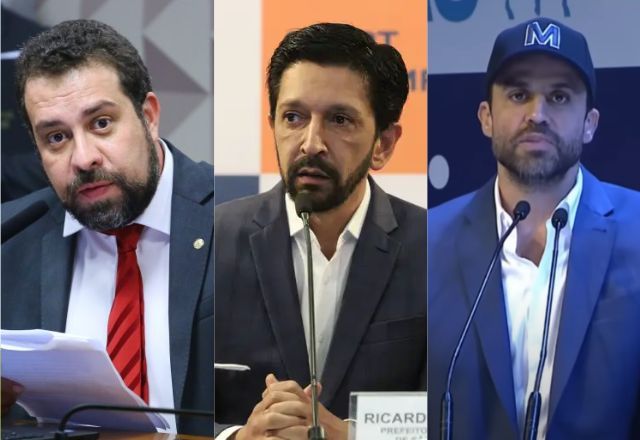 Guilherme Boulos (PSOL), Ricardo Nunes (MDB) e Pablo Marçal (PRTB) | Montagem: Vinicius Loures/Câmara dos Deputados; Rovena Rosa/Agência Brasil; e Reprodução/Youtube
