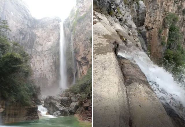 Cachoeira Yuntai na China, considerada a mais alta da Ásia | Foto:  Reprodução e Yuntai Mountain Net