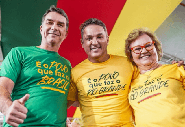 Flávio Bolsonaro, Luciano Zucco e Silvana Covatti em evento na manhã deste sábado(11) | Foto: reprodução/redes sociais