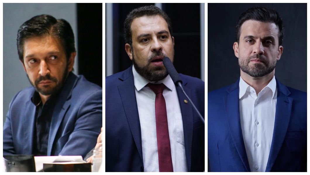 Ricardo Nunes (MDB), Guilherme Boulos (PSOL) e Pablo Marçal (PRTB) lideram pesquisas de intenção de voto para a Prefeitura de São Paulo | Reprodução
