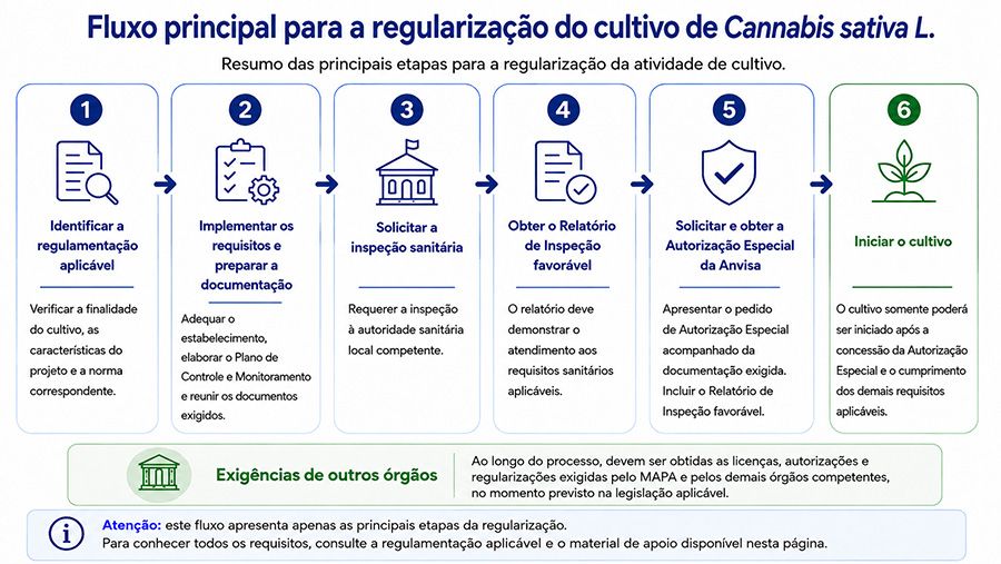 Fluxo principal para a regularização do cultivo de Cannabis sativa L | Reprodução/Gov.br