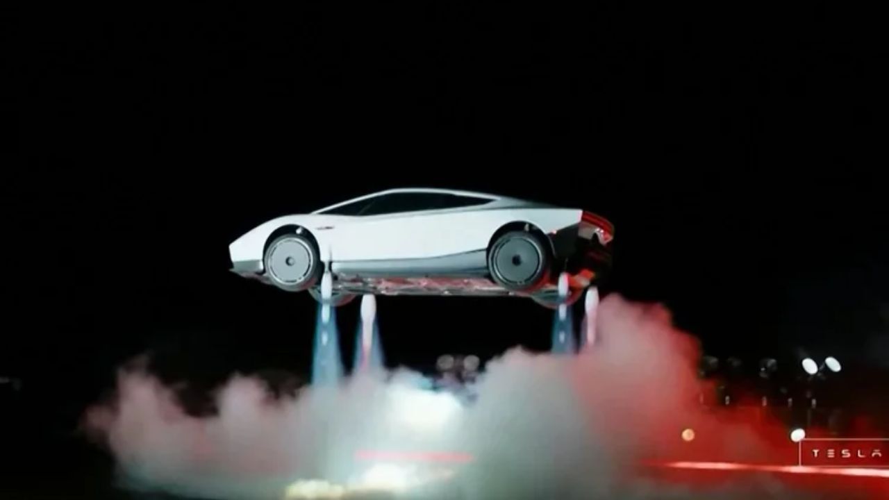"Carro voador da Tesla" | Reprodução AFP
