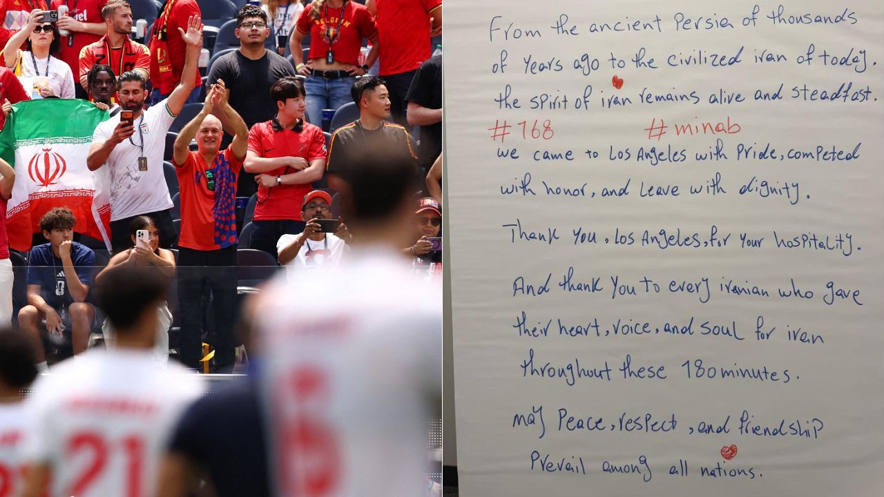 Imagem da notícia: Carta do Irã na Copa pede paz e agradece Los Angeles; leia Imagem da notícia: Carta do Irã na Copa pede paz e agradece Los Angeles; leia