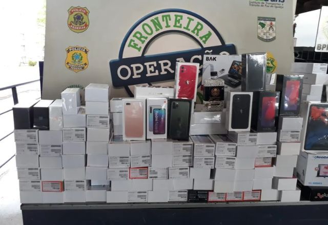 Celulares apreendidos pela Receita Federal | Divulgação/Receita Federal