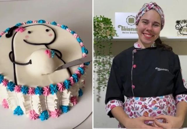 Bolo de chá revelação criativo viraliza nas redes sociais; veja