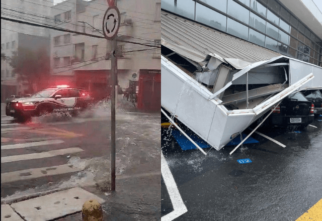 Pancadas de chuva deixaram a São Paulo em estado de atenção; marquise de estacionamento desabou em São Caetano, na Grande SP | Reprodução