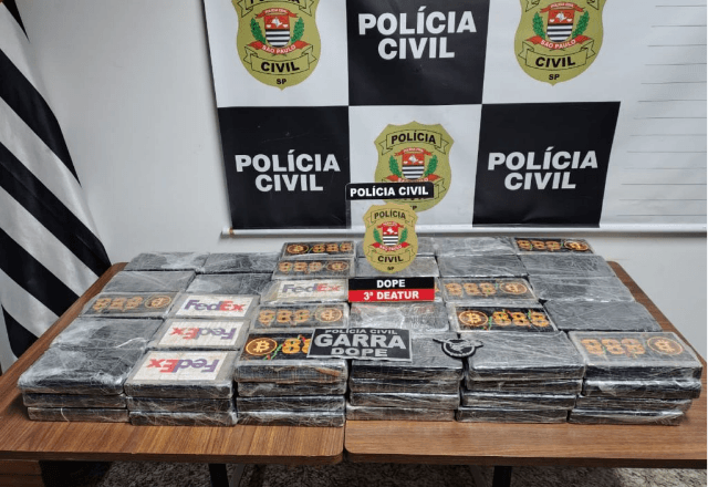 Durante as buscas, foram encontrados 110 tijolos de cocaína no porta-malas, que totalizaram 118 quilos | Divulgação/Polícia Civil