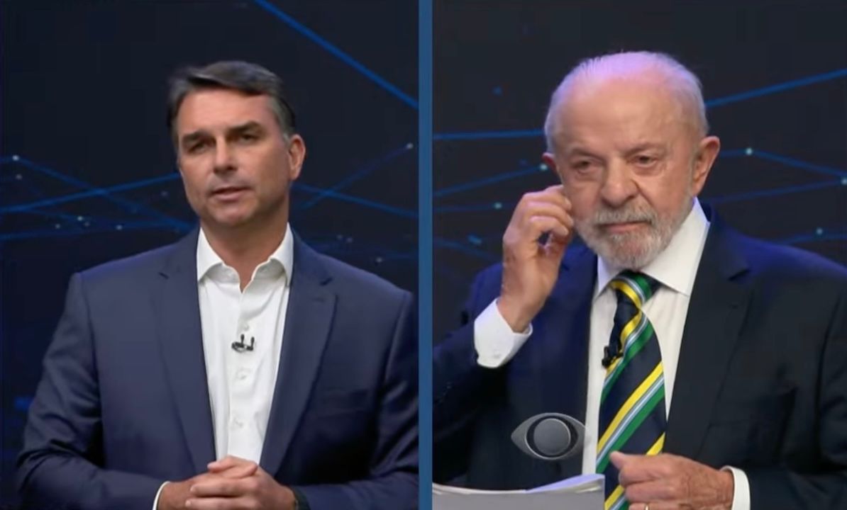 Flávio Bolsonaro e Lula em debate da Band TV | Reprodução