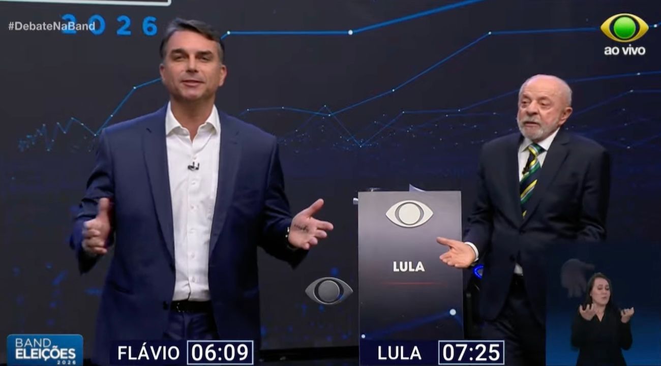 Flávio Bolsonaro e Lula em debate da Band TV | Reprodução