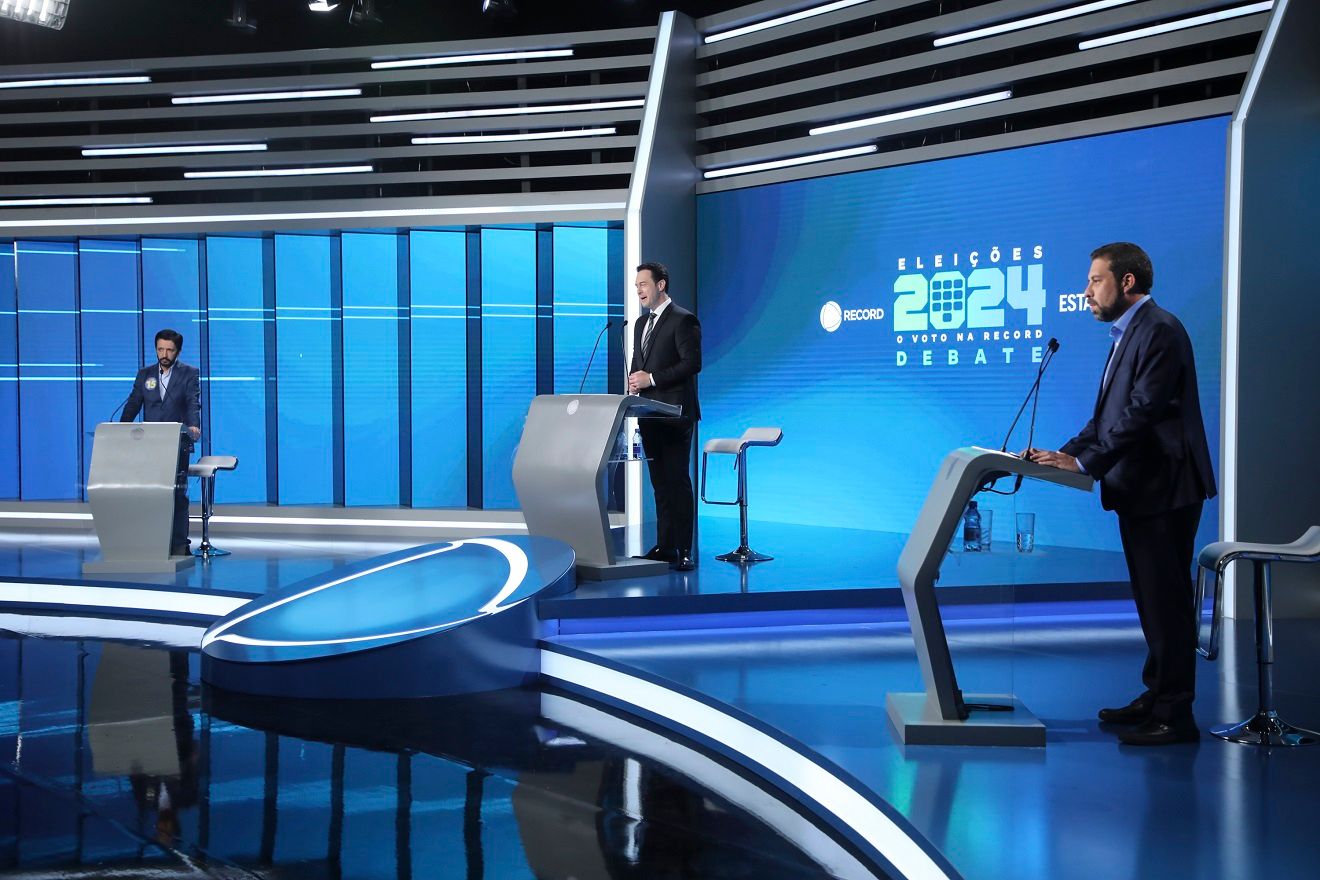 Nunes e Boulos fazem segundo debate do segundo turno na Record. | Divulgação/Record