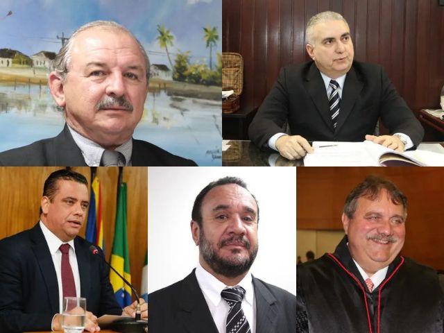 Os desembargadores Sideni Pimentel, Sérgio Martins, Alexandre Bastos,  Vladimir Abreu e Marcos Rodrigues, do TJ-MS. (Divulgação) 