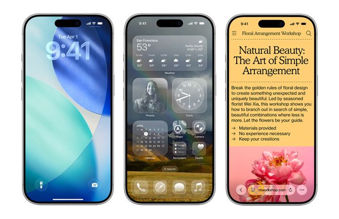 Liquid Glass aplica efeitos transparentes na tela do iPhone | Divulgação/Apple