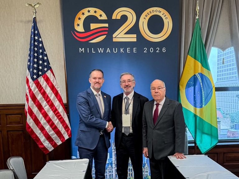 Jamieson Greer, Elias Rosa e Mauro Vieira (MDIC/Divulgação)