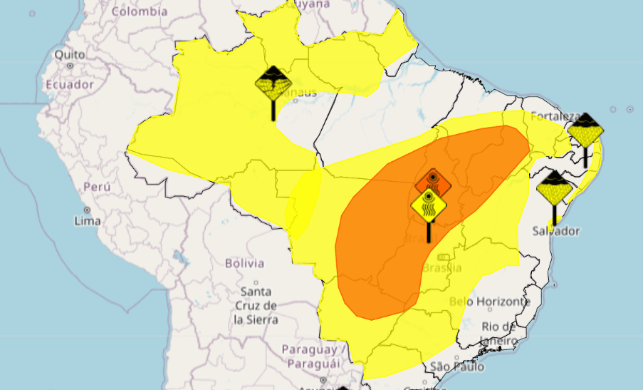 Inmet emite alerta laranja de baixa umidade e risco de incêndio para oito estados