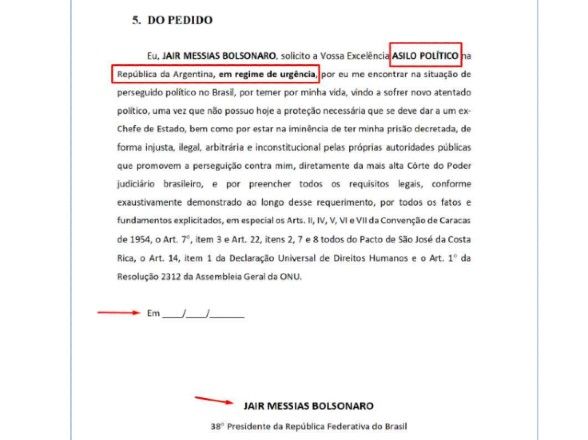 Bolsonaro planejava pedir asilo político a Milei