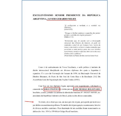 Bolsonaro planejava pedir asilo político a Milei