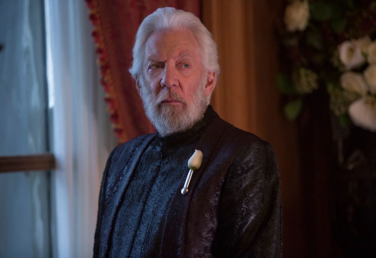 Donald Sutherland como o presidente Show, da franquia 'Jogos Vorazes' | Divulgação