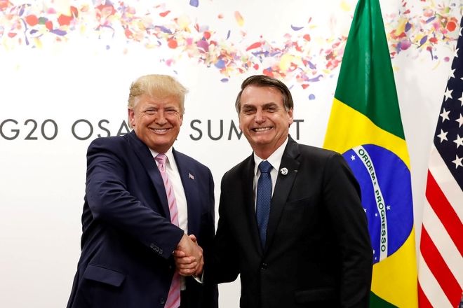 Donald Trump e Jair Bolsonaro durante reunião bilateral em 2019 | Divulgação/Alan Santos/PR